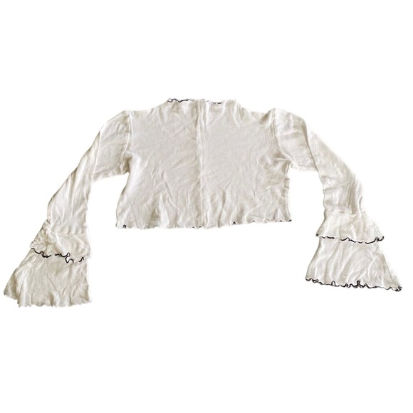 {Blue Blush} Bell Sleeve Crop Top - Picture 3 of 9